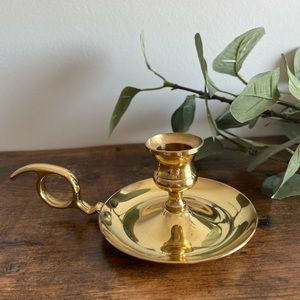 Vintage Brass Chamberstick Candle Holder
